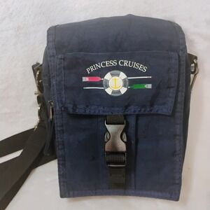 Princess Cruises Navy Blue Nylon Crossbody Travel Bag Utility Pouch Nautical W